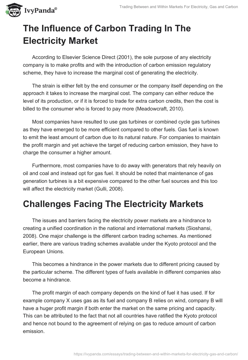 Trading Between and Within Markets For Electricity, Gas and Carbon. Page 4