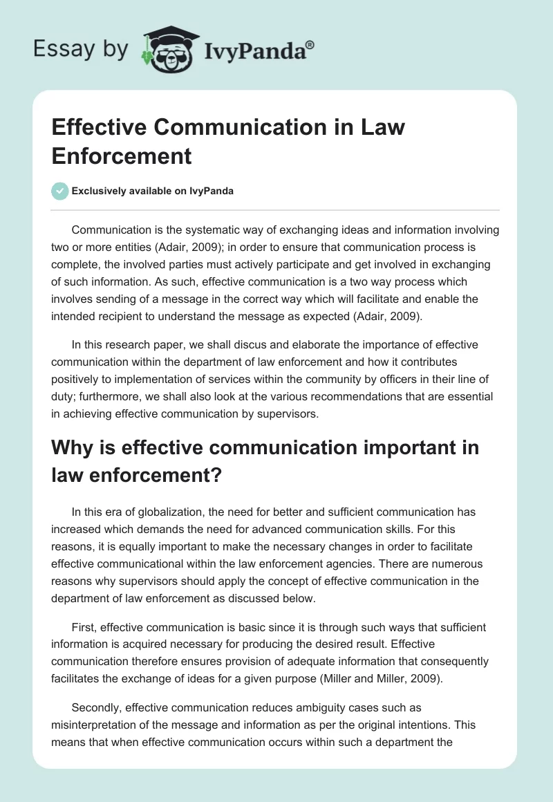 Effective Communication in Law Enforcement. Page 1