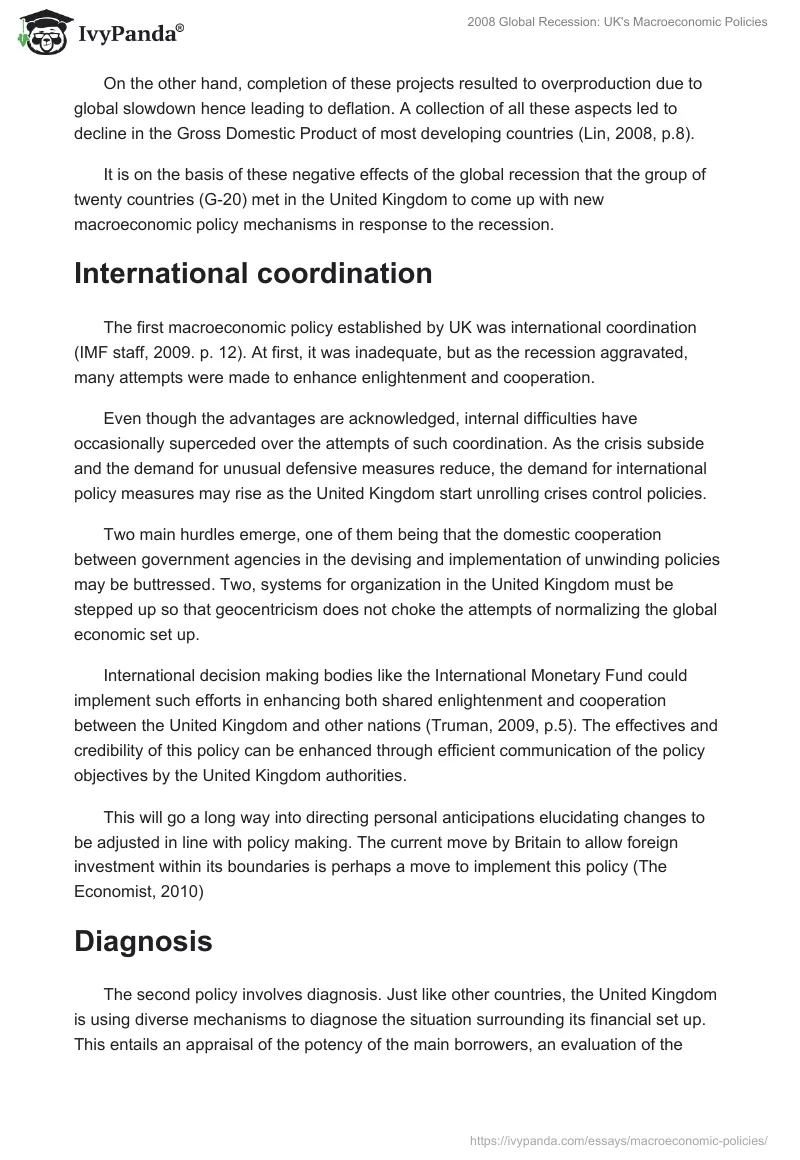 2008 Global Recession: UK's Macroeconomic Policies. Page 2