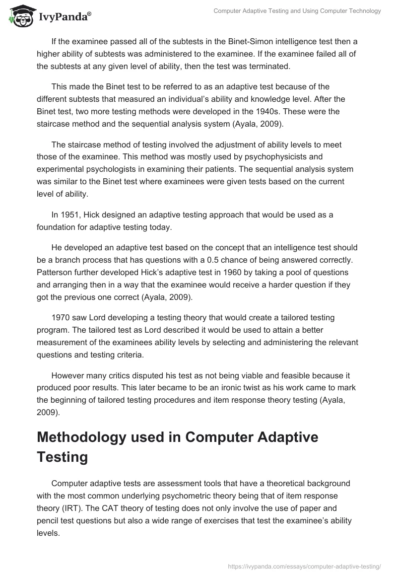 Computer Adaptive Testing and Using Computer Technology. Page 2