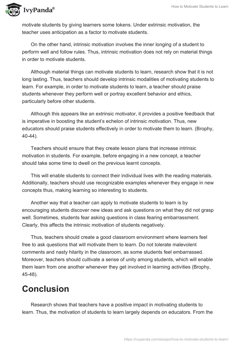 How to Motivate Students to Learn Essay. Page 2