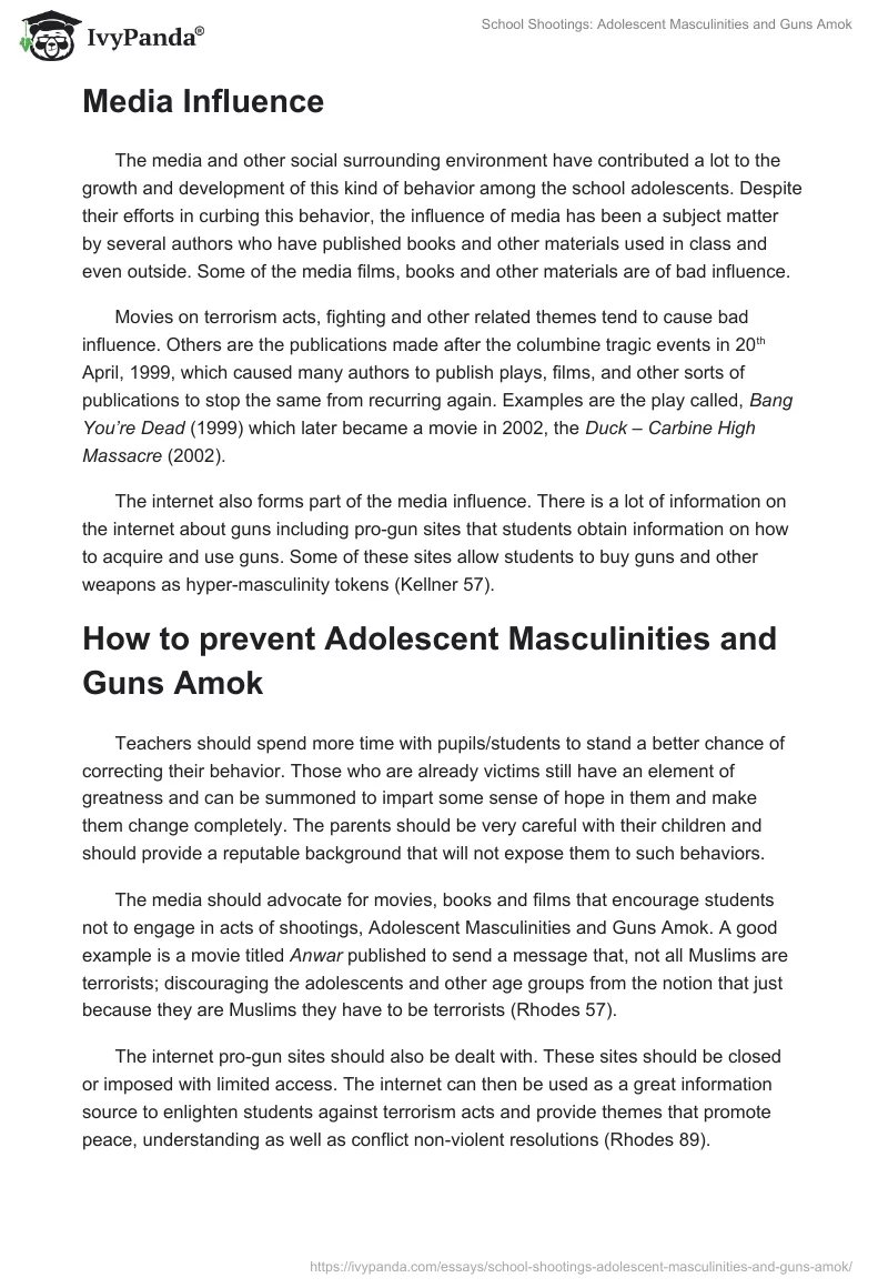 School Shootings: Adolescent Masculinities and Guns Amok. Page 2