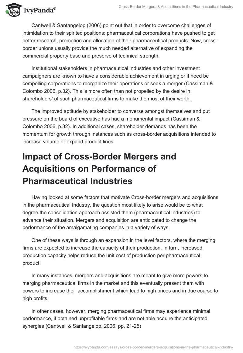 Cross-Border Mergers & Acquisitions in the Pharmaceutical Industry. Page 4