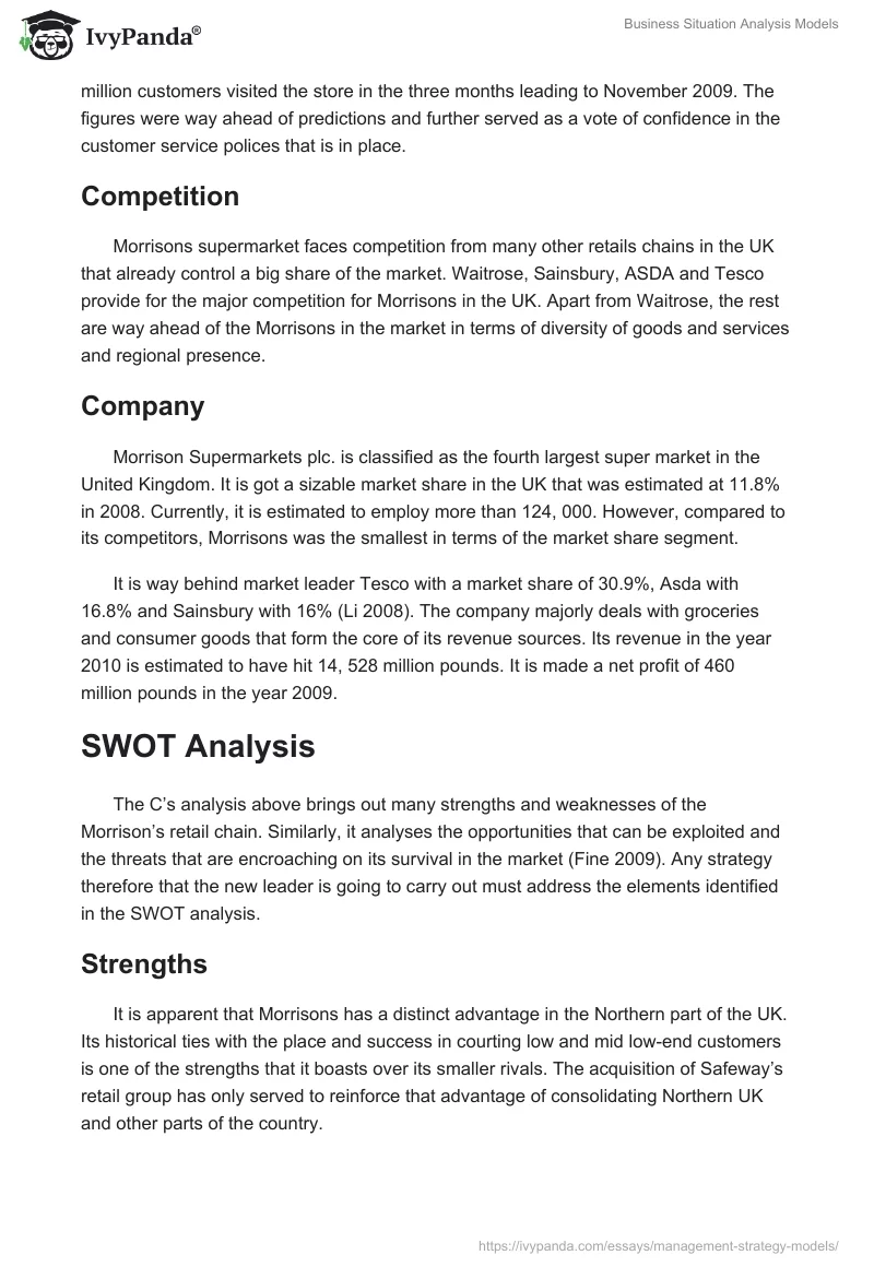 Business Situation Analysis Models. Page 2