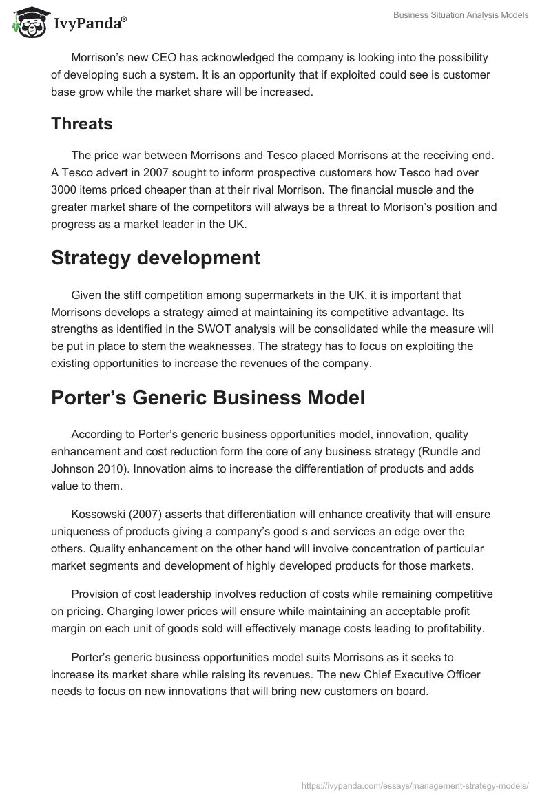 Business Situation Analysis Models. Page 4