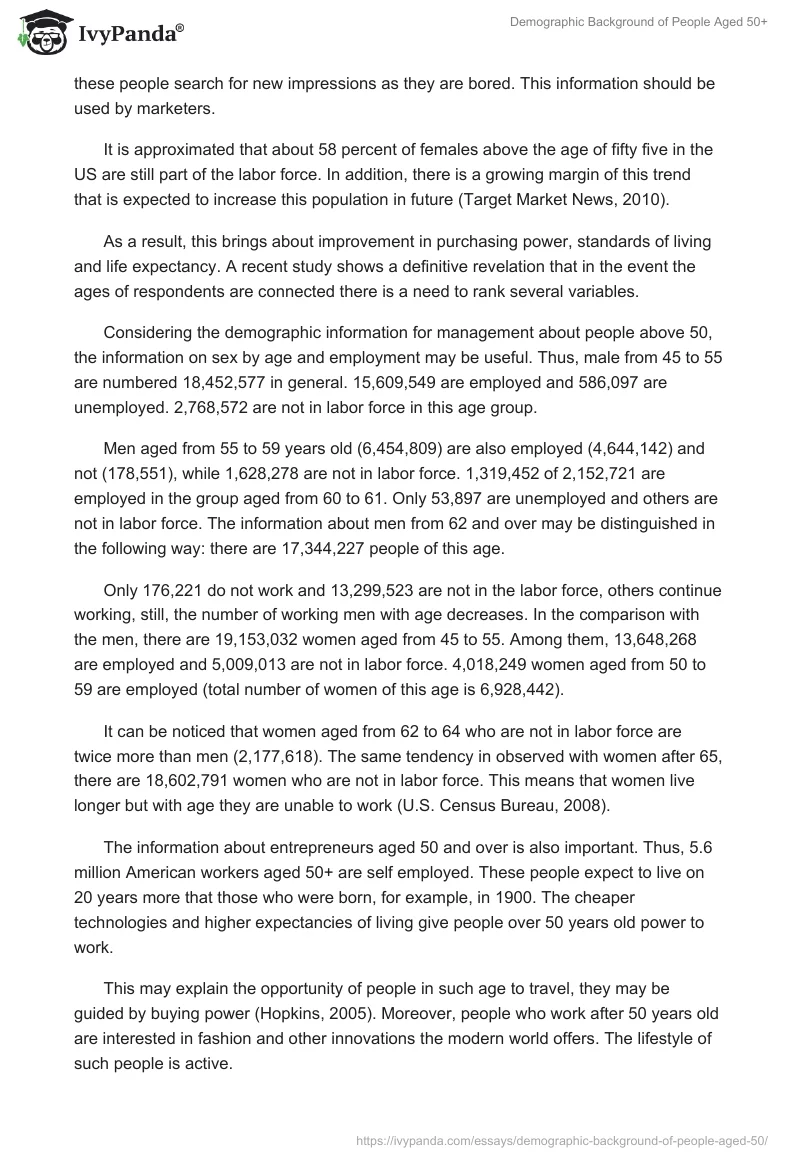 Demographic Background of People Aged 50+. Page 2