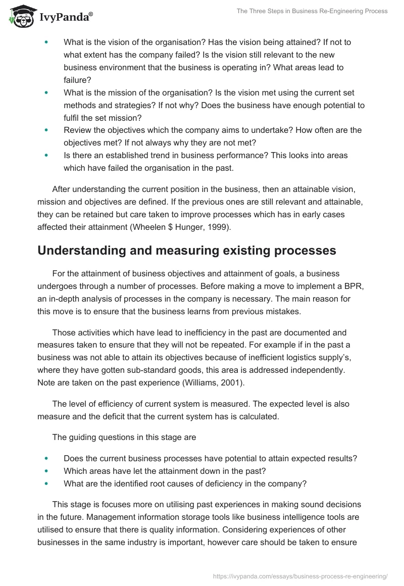 The Three Steps in Business Re-Engineering Process. Page 2