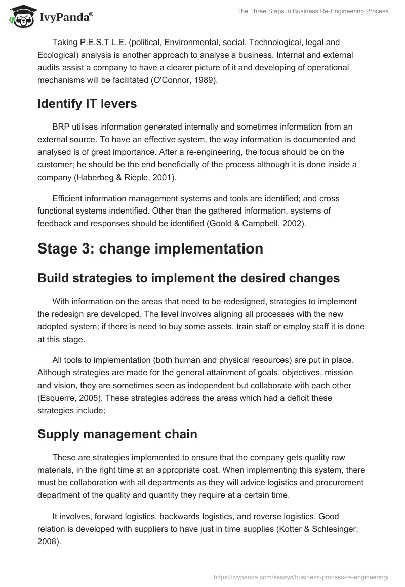 The Three Steps in Business Re-Engineering Process. Page 4