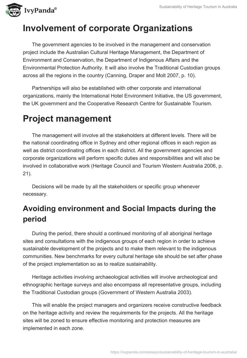 Sustainability of Heritage Tourism in Australia. Page 5