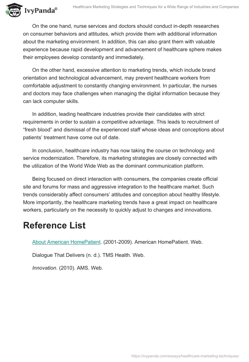 Healthcare Marketing Strategies and Techniques for a Wide Range of Industries and Companies. Page 3