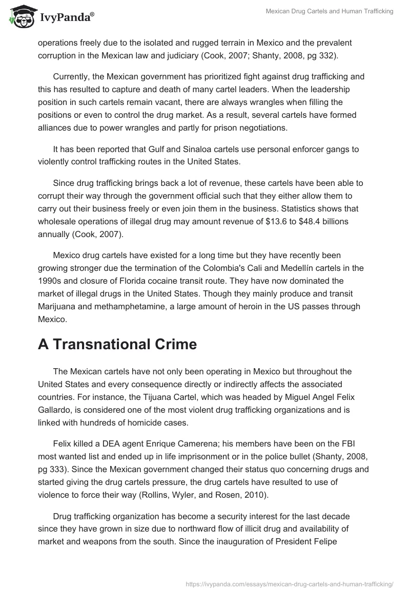 Mexican Drug Cartels and Human Trafficking. Page 2