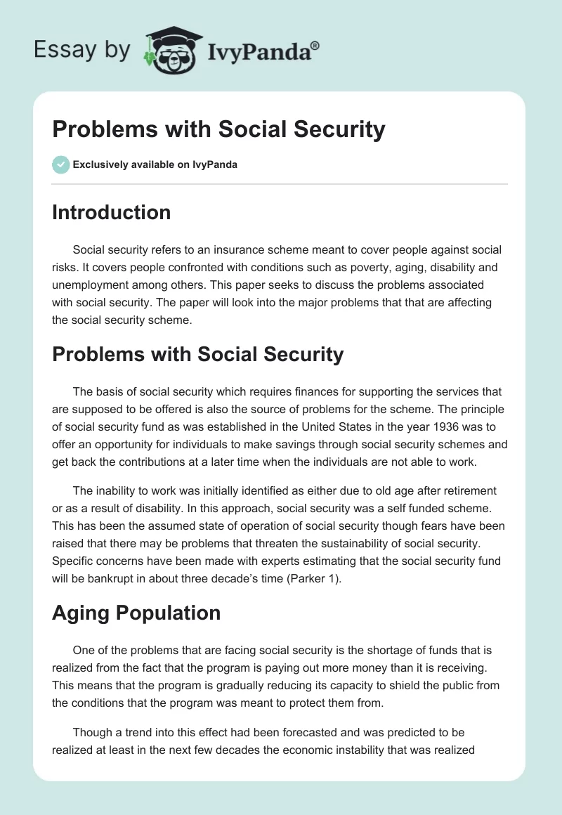 Problems with Social Security. Page 1