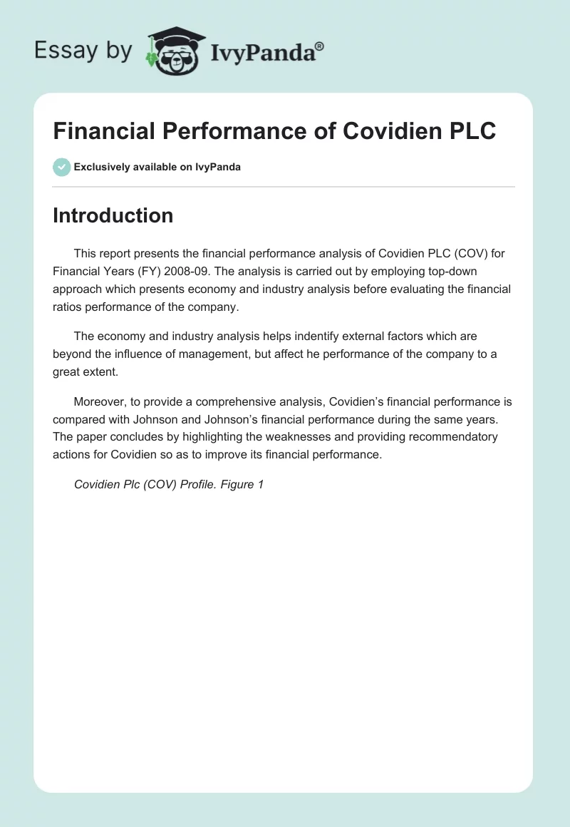 Financial Performance of Covidien PLC. Page 1
