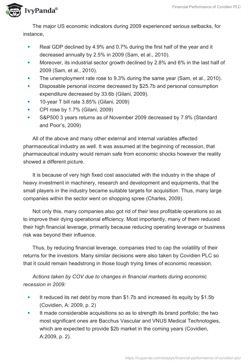 Financial Performance of Covidien PLC. Page 4