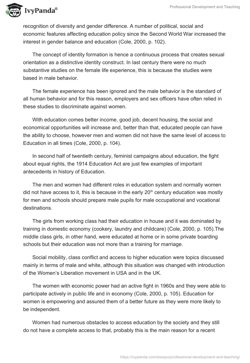 Professional Development and Teaching. Page 3
