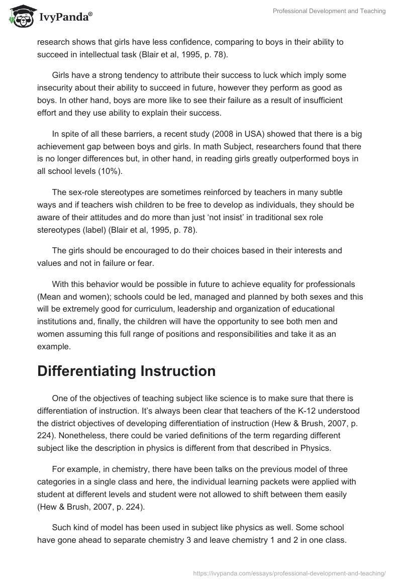 Professional Development and Teaching. Page 4