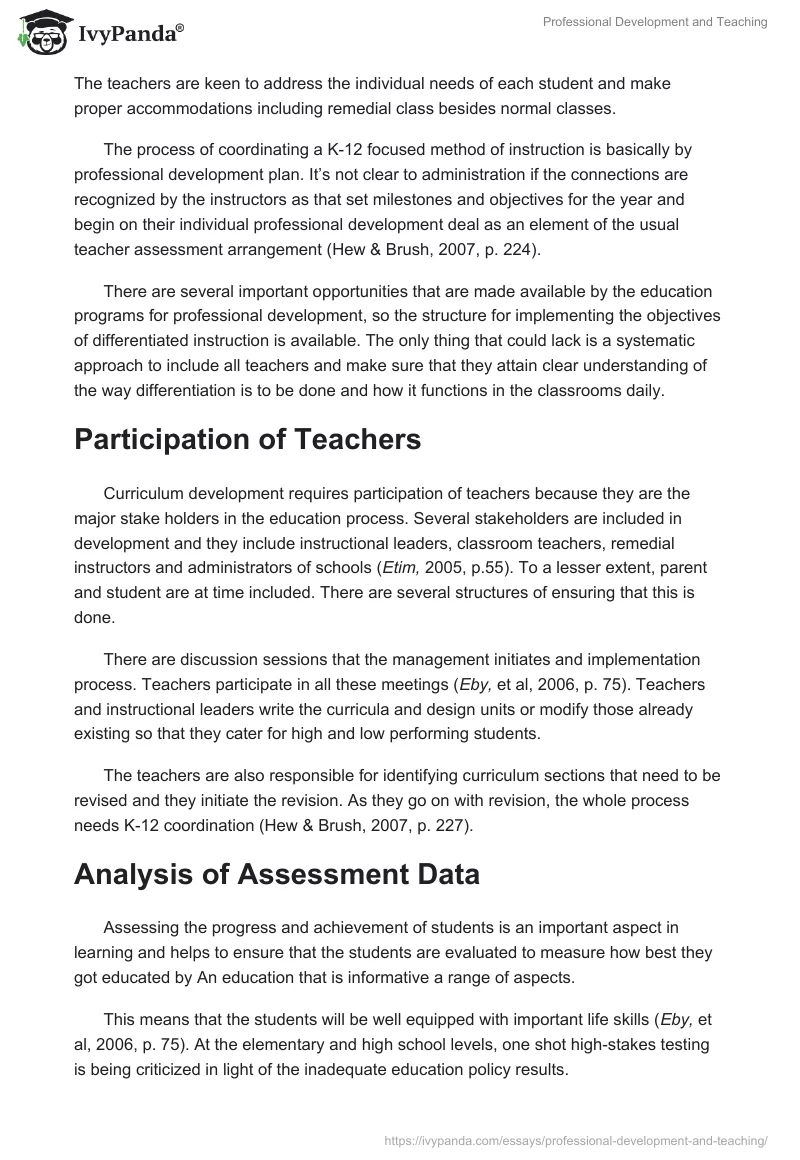 Professional Development and Teaching. Page 5