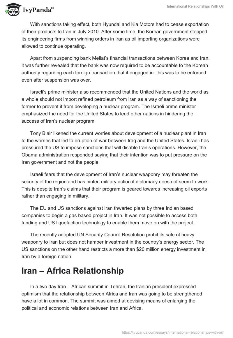 International Relationships With Oil. Page 2