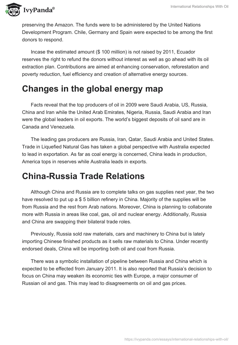 International Relationships With Oil. Page 4