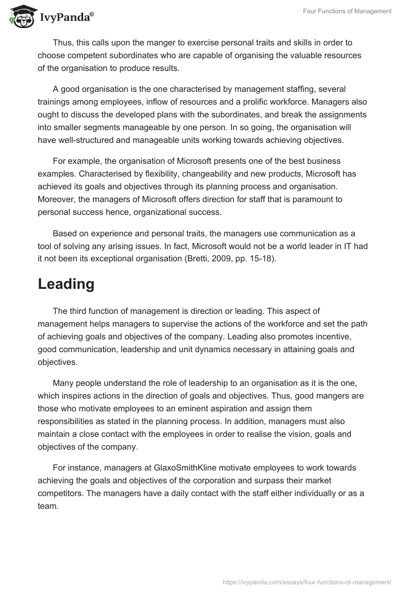 Four Functions of Management. Page 3