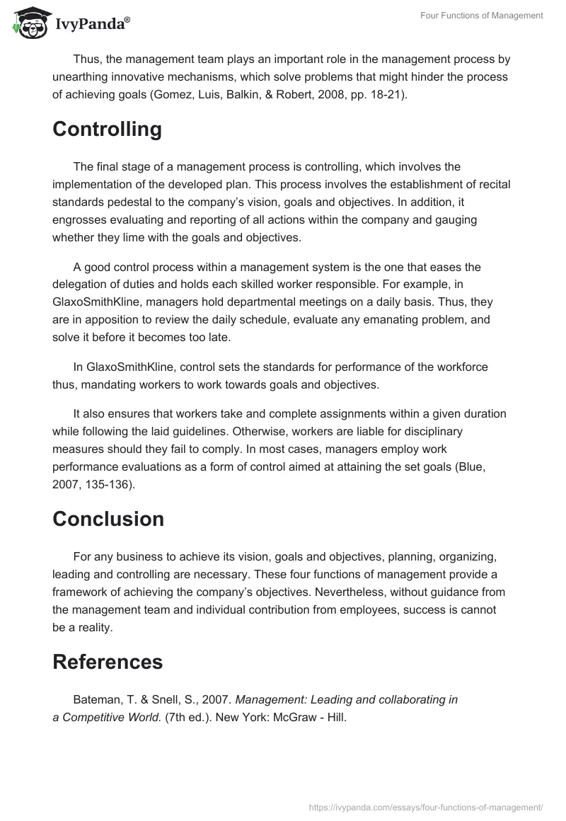 Four Functions of Management. Page 4