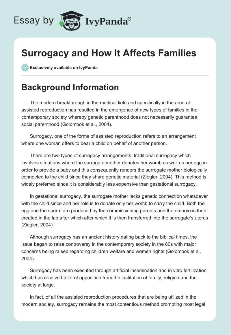 Surrogacy and How It Affects Families. Page 1
