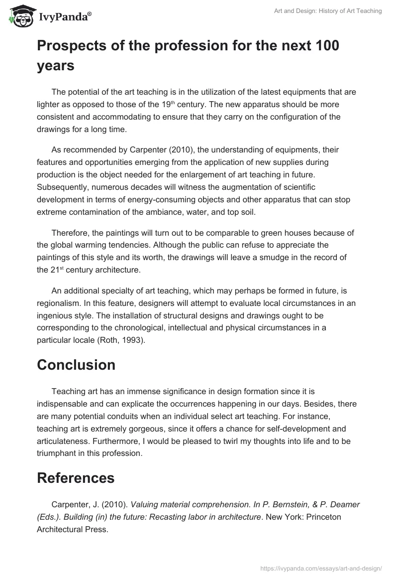 Art and Design: History of Art Teaching. Page 3