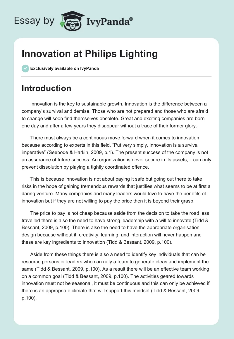 Innovation at Philips Lighting. Page 1