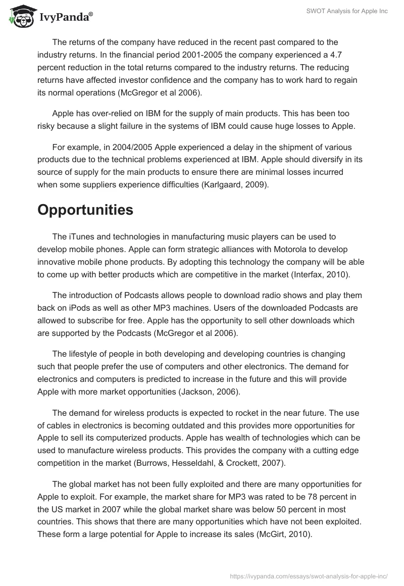 SWOT Analysis for Apple Inc.. Page 3