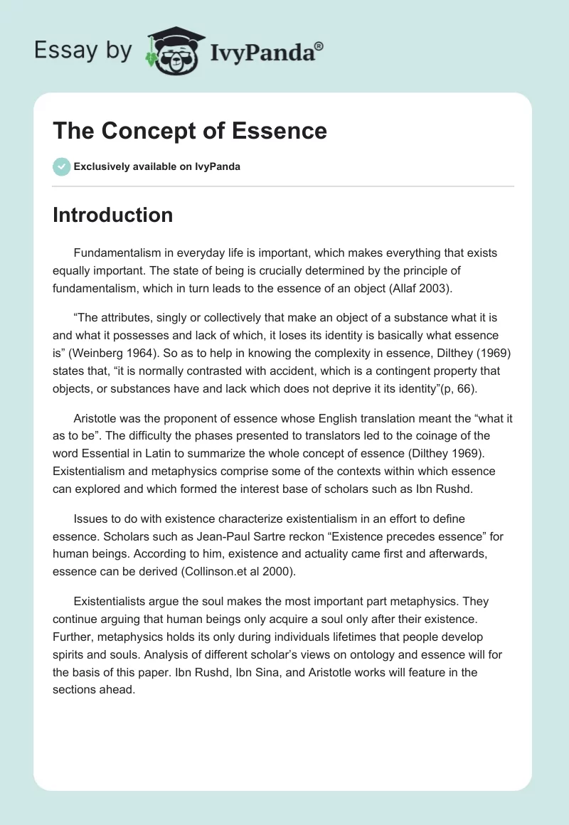 The Concept of Essence. Page 1