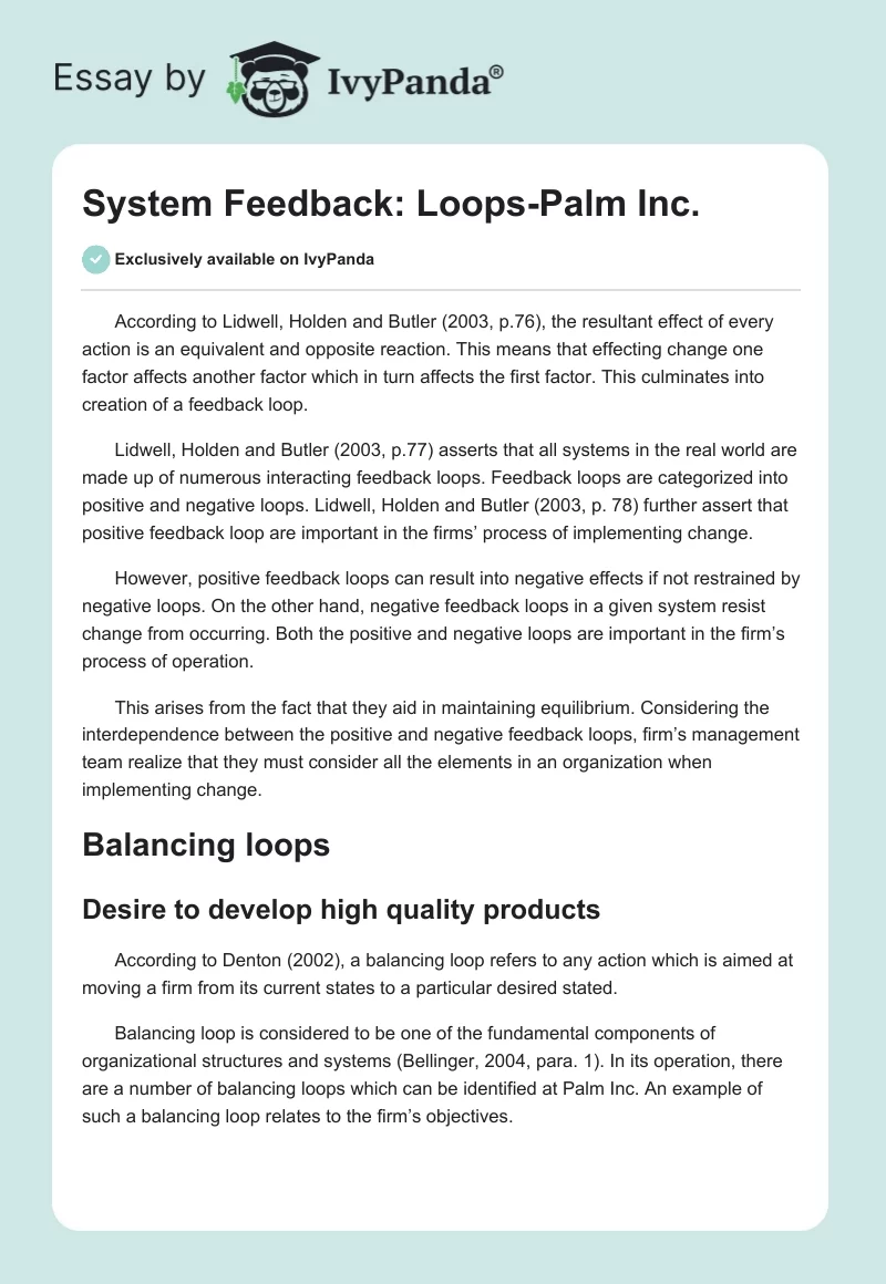 System Feedback: Loops-Palm Inc.. Page 1