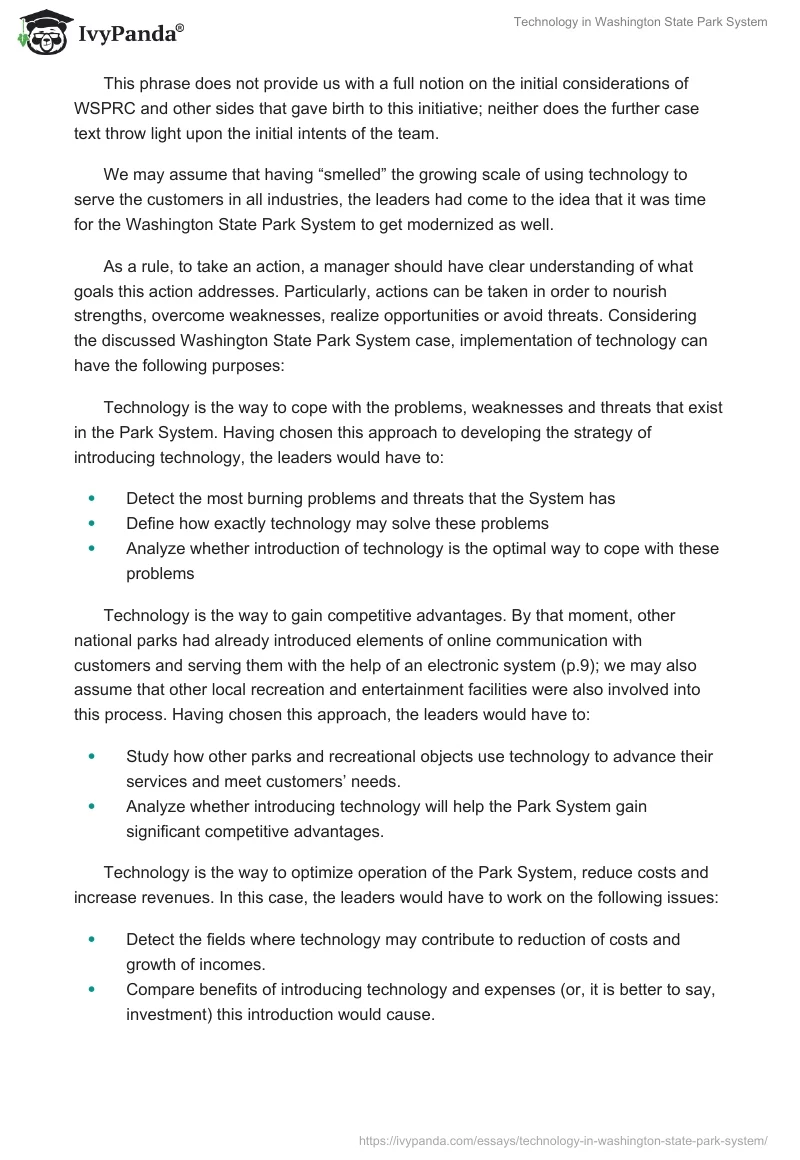 Technology in Washington State Park System. Page 2