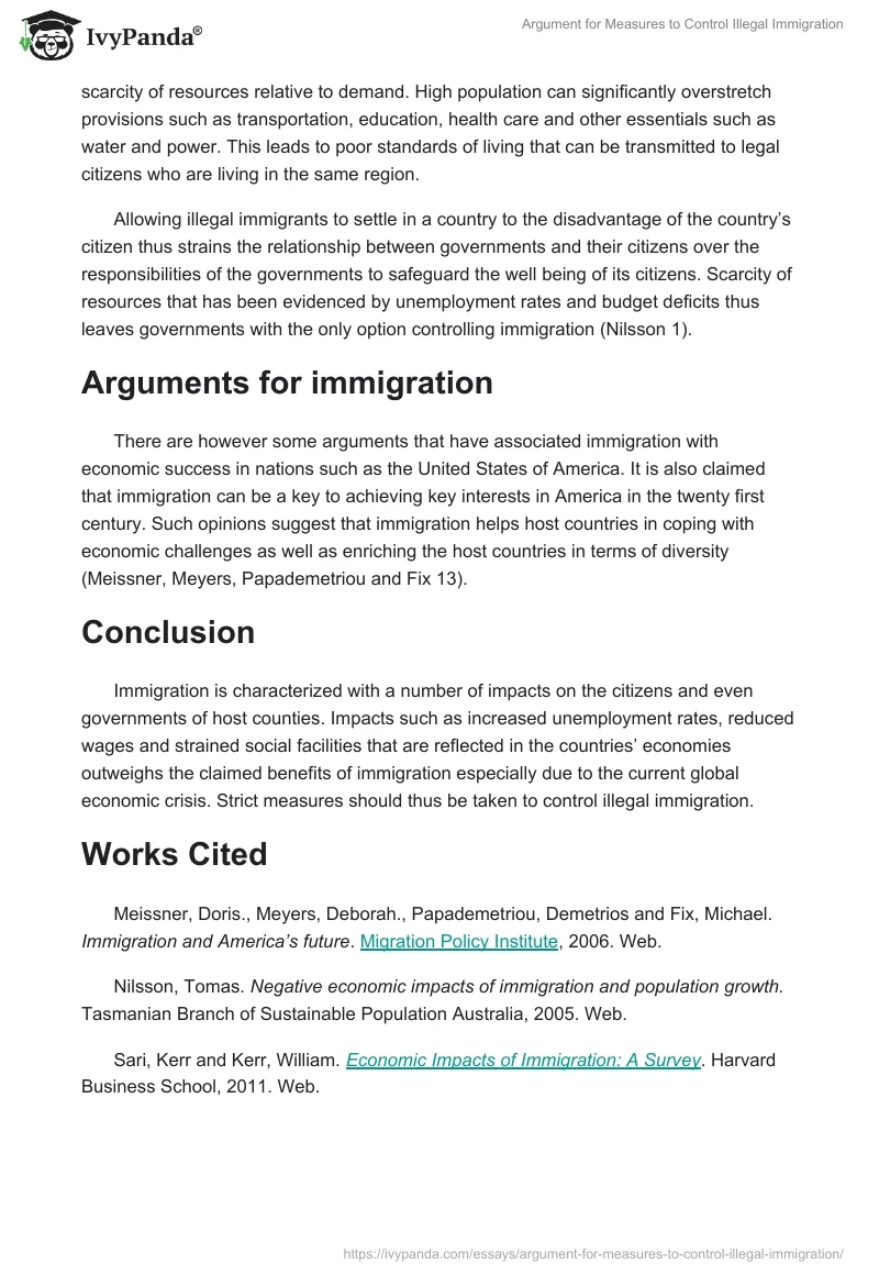 Argument for Measures to Control Illegal Immigration. Page 4
