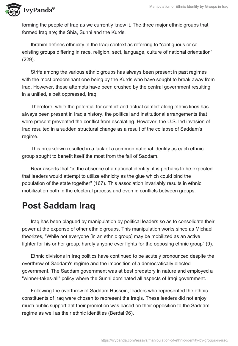 Manipulation of Ethnic Identity by Groups in Iraq. Page 2