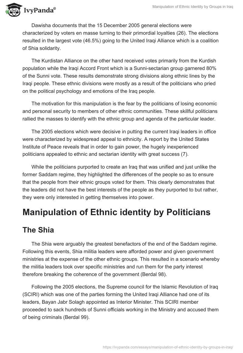 Manipulation of Ethnic Identity by Groups in Iraq. Page 3