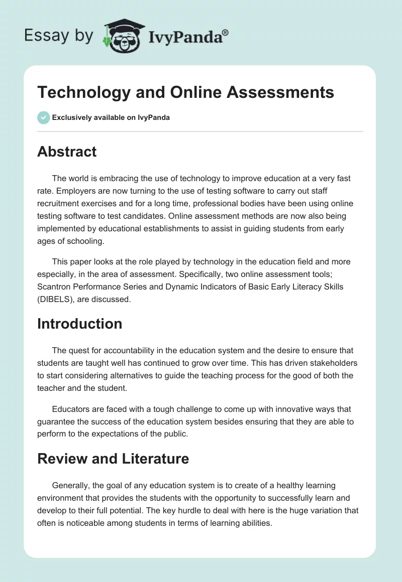 Technology and Online Assessments. Page 1