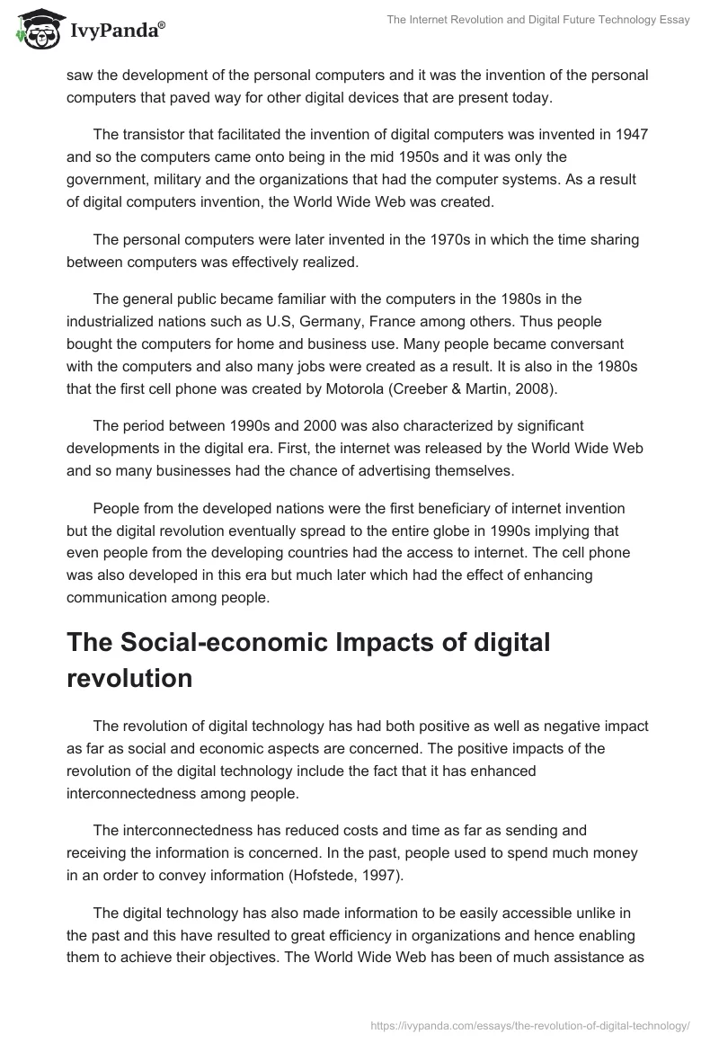 The Internet Revolution and Digital Future Technology Essay. Page 2