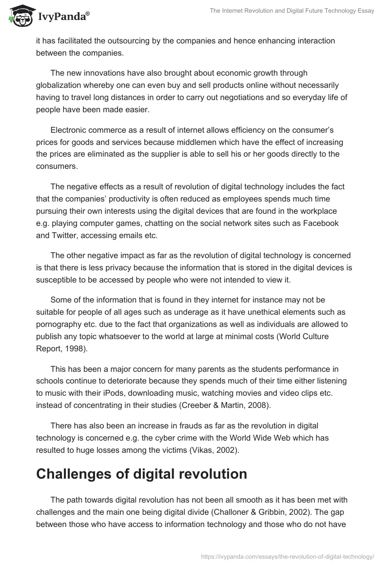 The Internet Revolution and Digital Future Technology Essay. Page 3