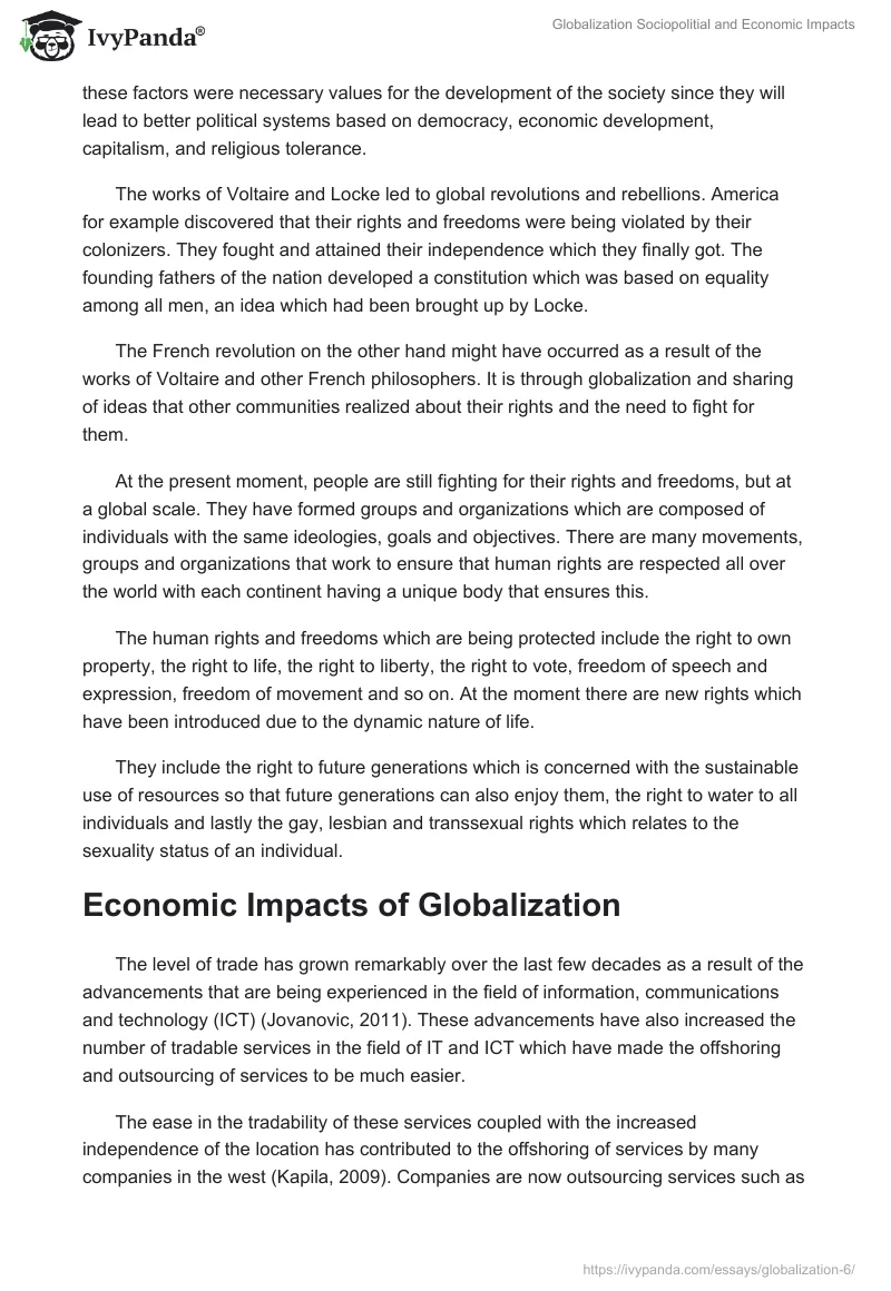 Globalization Sociopolitial and Economic Impacts. Page 4