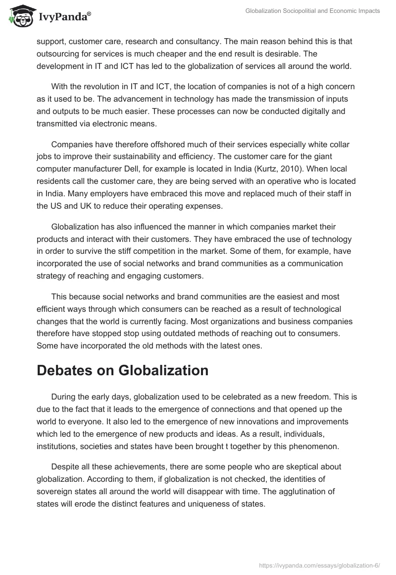 Globalization Sociopolitial and Economic Impacts. Page 5