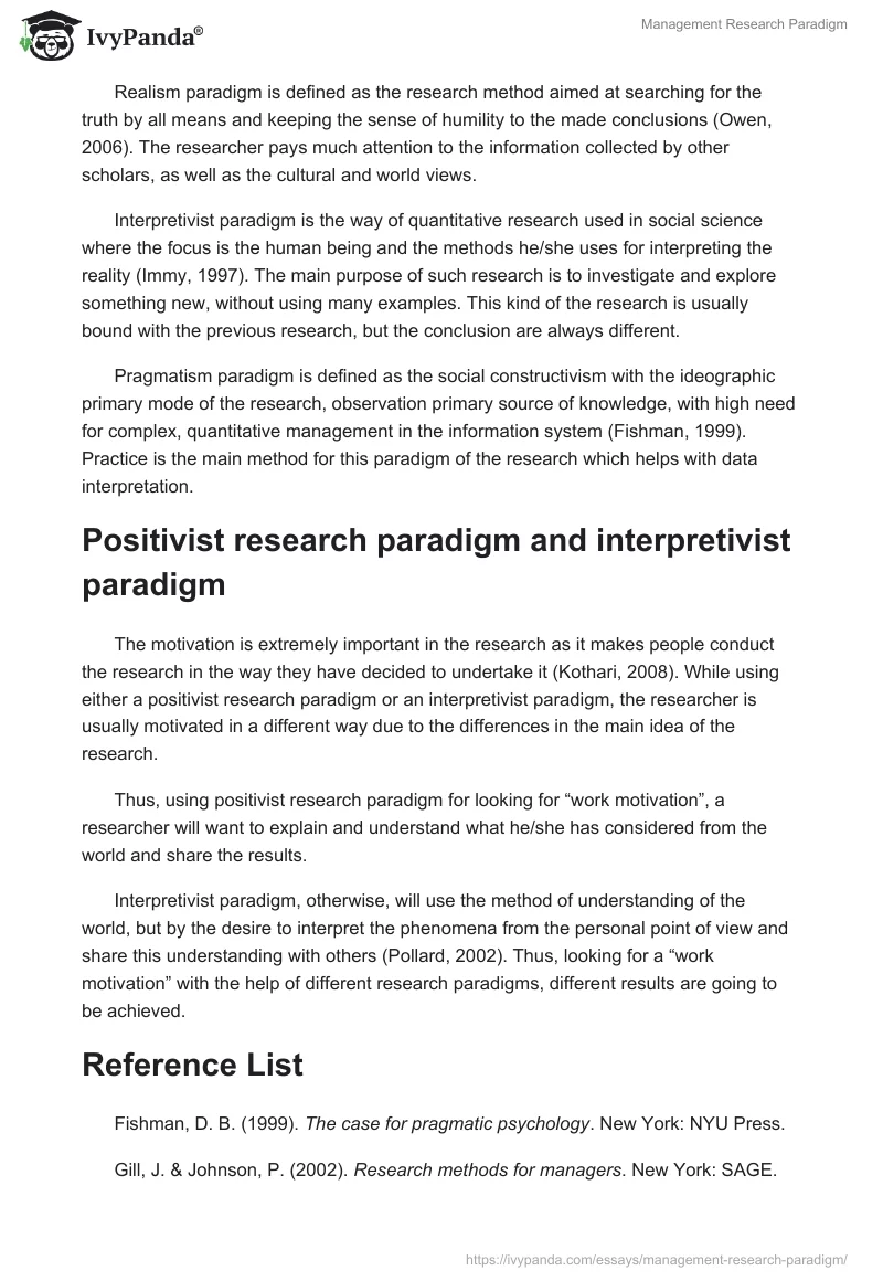 Management Research Paradigm. Page 2