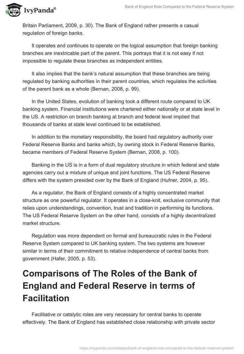 Bank of England Role Compared to the Federal Reserve System. Page 3