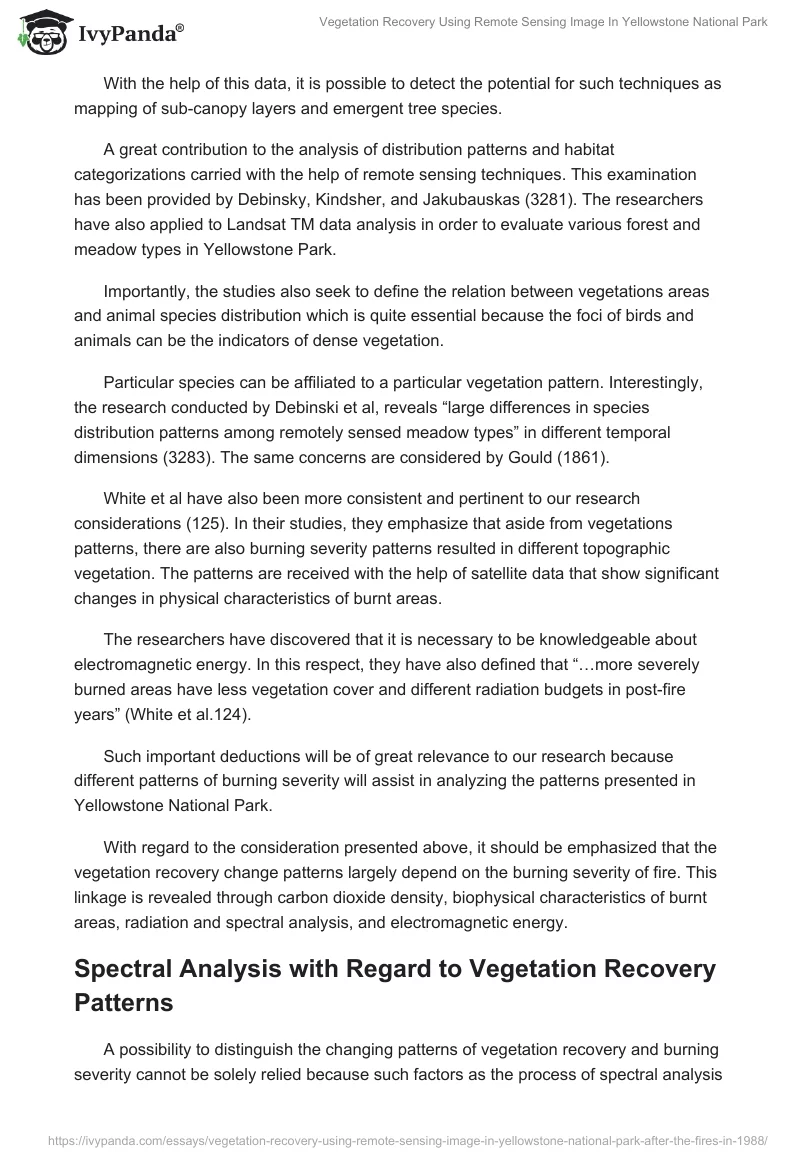 Vegetation Recovery Using Remote Sensing Image In Yellowstone National Park. Page 2