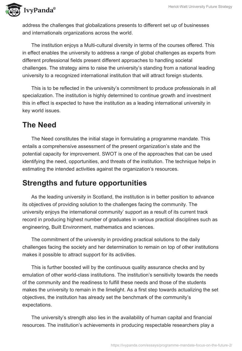 Heriot-Watt University Future Strategy. Page 2