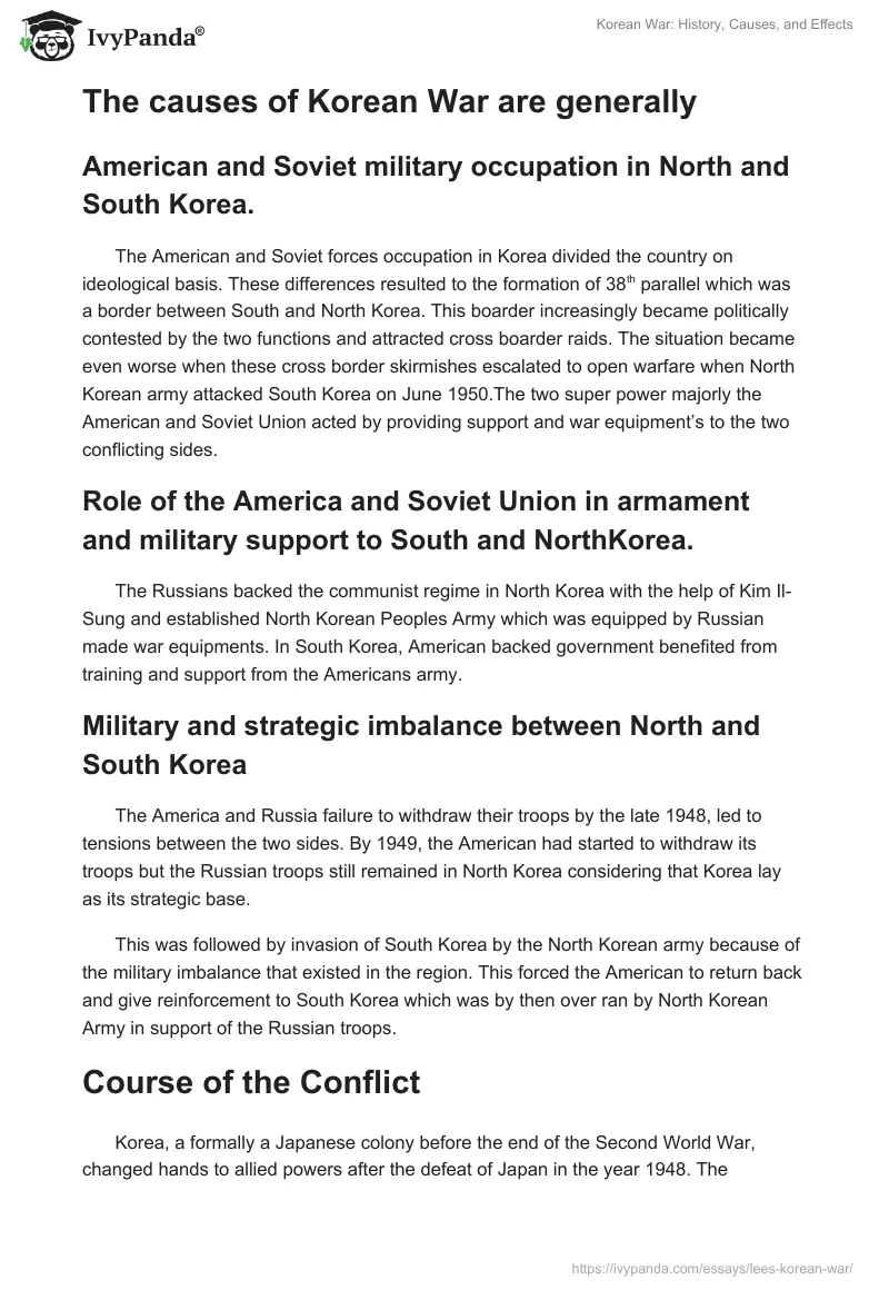 Korean War: History, Causes, and Effects. Page 2