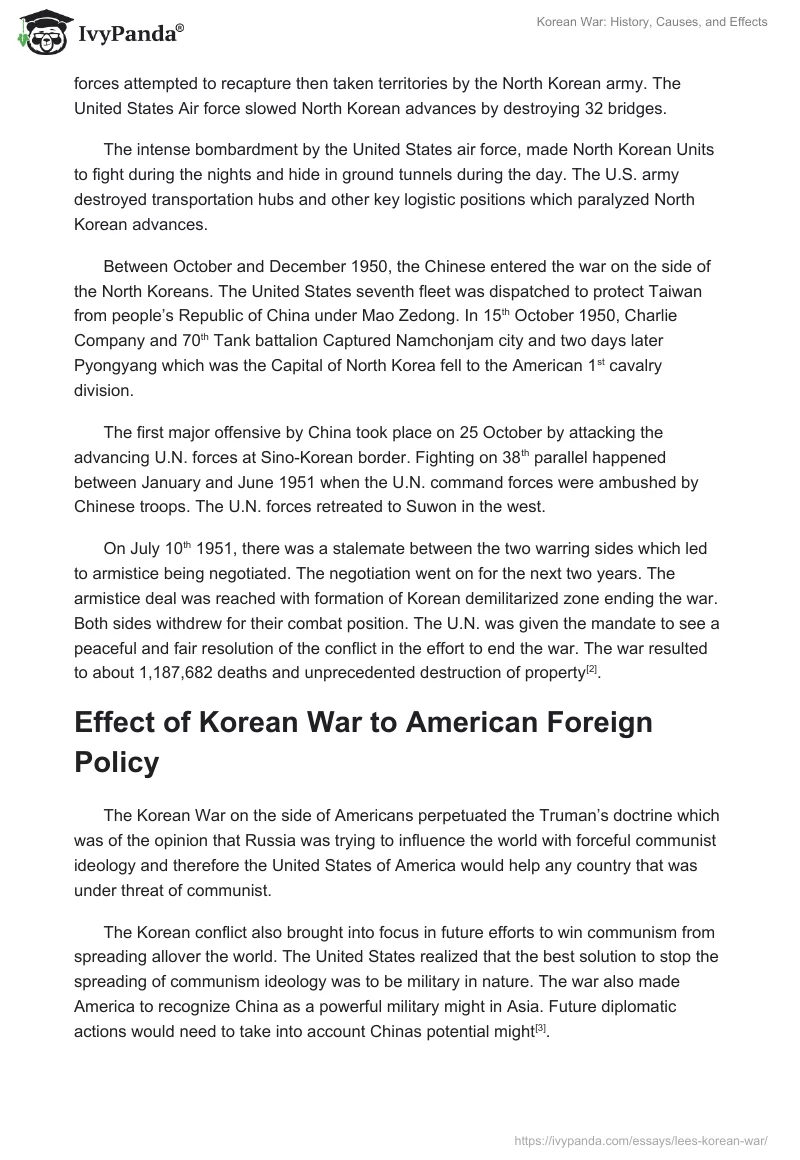 Korean War: History, Causes, and Effects. Page 4