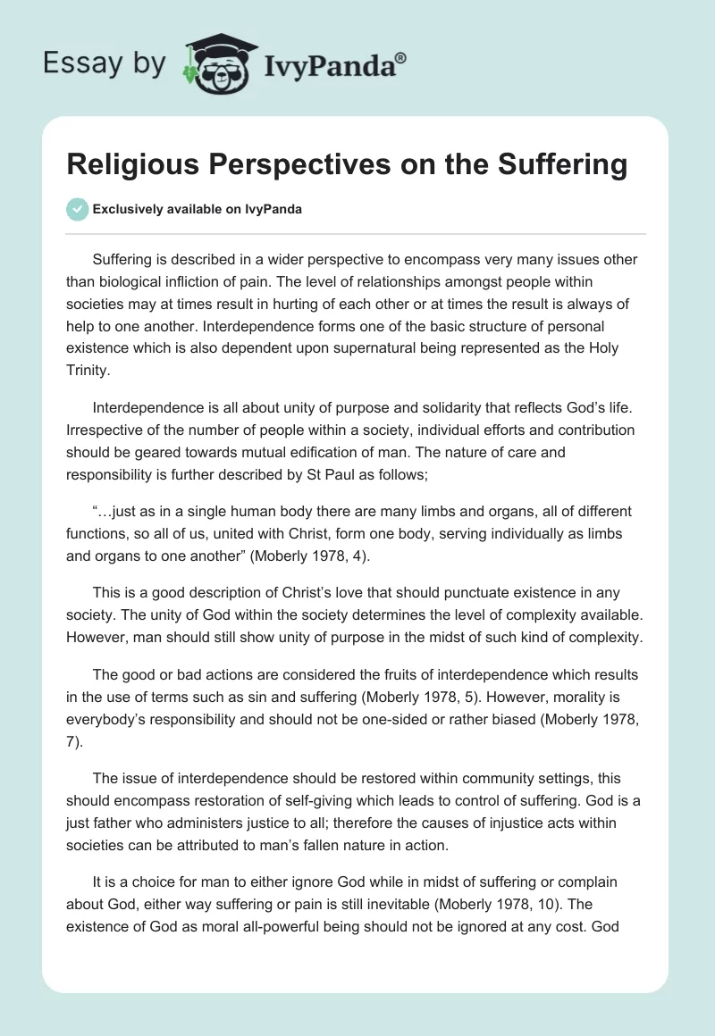 Religious Perspectives on the Suffering. Page 1
