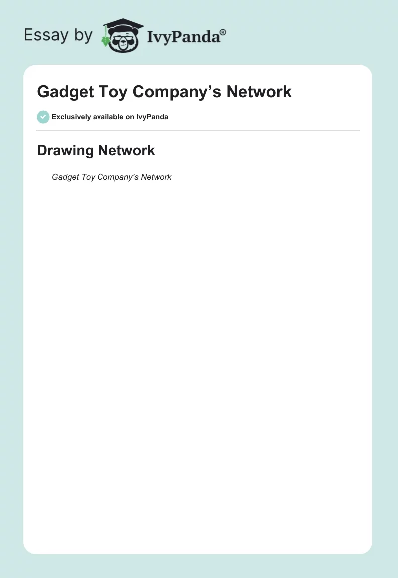 Gadget Toy Company’s Network. Page 1