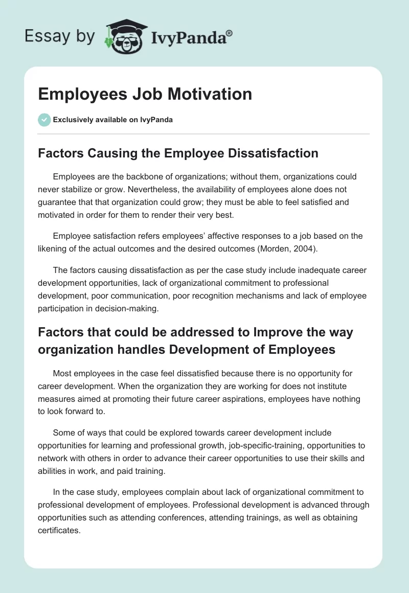 Employees Job Motivation. Page 1