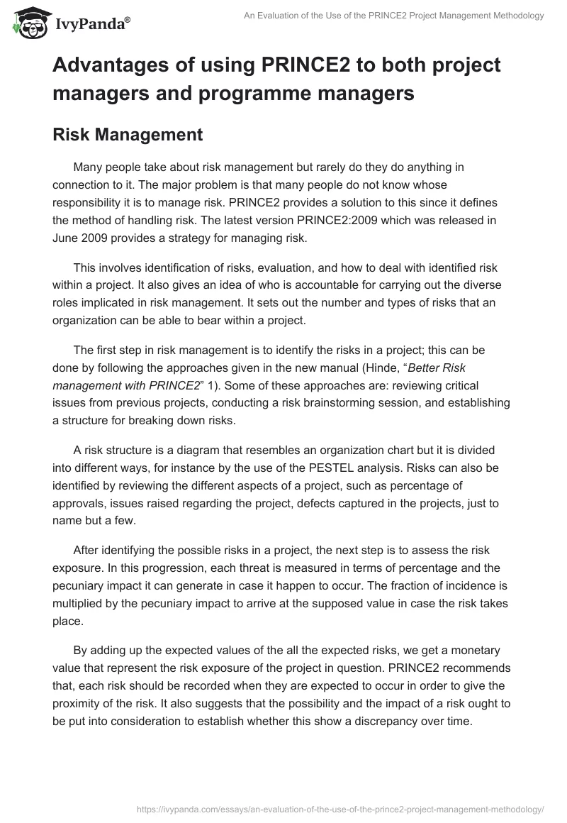 An Evaluation of the Use of the PRINCE2 Project Management Methodology. Page 4